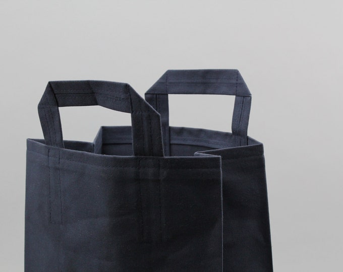 The Market Bag // Navy WAXED Canvas Reusable Shopping Bag with handles, eco-friendly and stylish