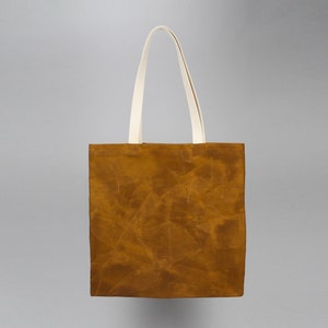 The Standard Tote // Caramel Brown WAXED Canvas Tote Bag image 1