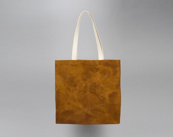 The Standard Tote // Caramel Brown WAXED Canvas Tote Bag