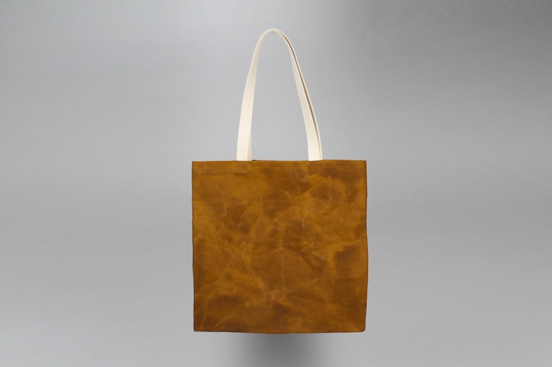 The Standard Tote // Caramel Brown WAXED Canvas Tote Bag image 1