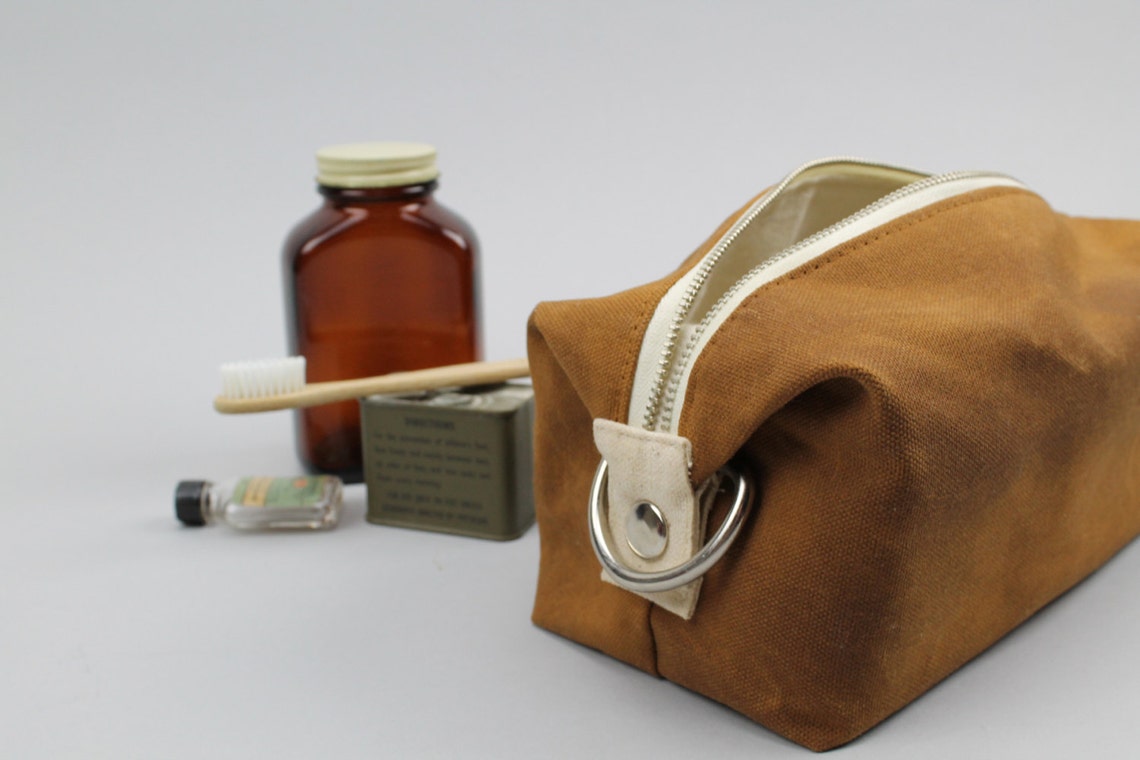 The Jack Dopp Kit // Caramel Waxed Canvas Expandable Dopp Kit Etsy