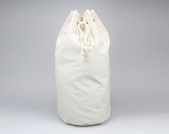 The Arnold Laundry Duffle // Natural Canvas Laundry or Duffle Bag with Rope Drawstring and Carrying Handle