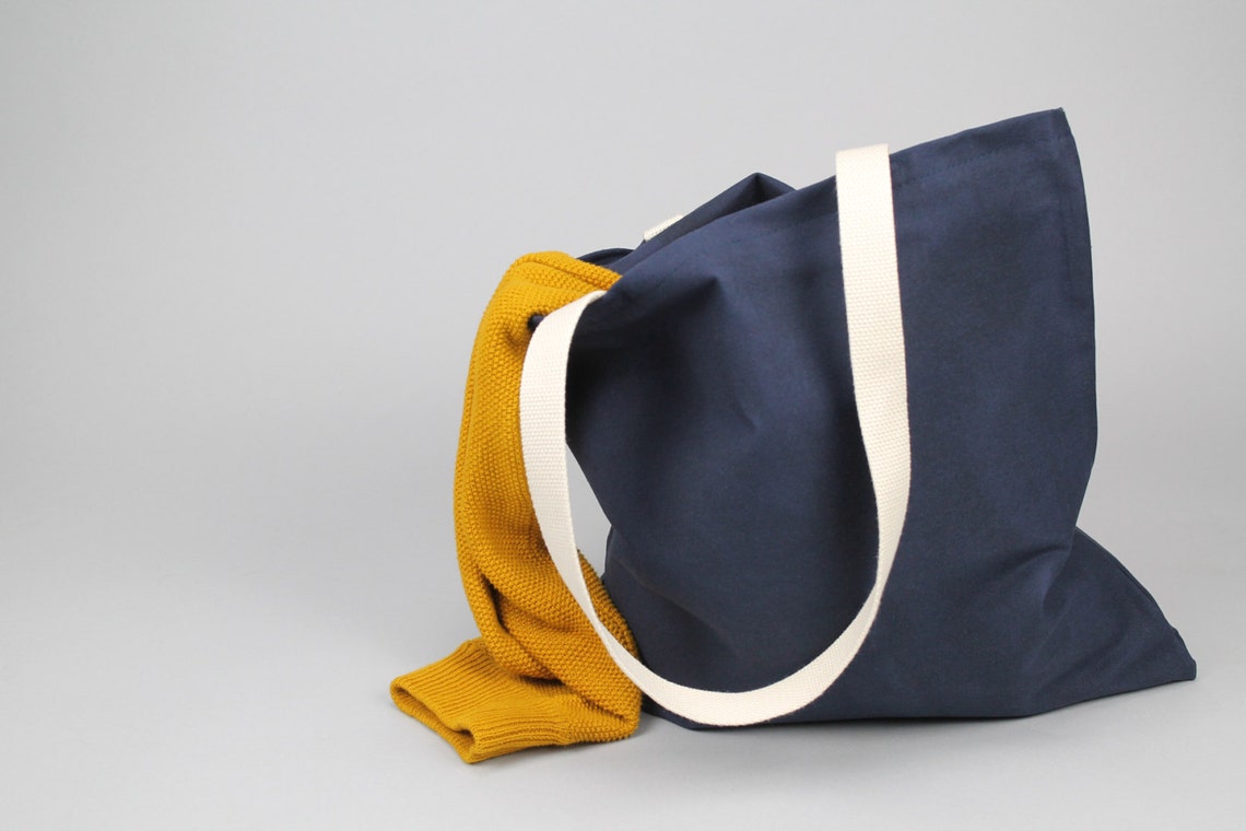 The Standard Tote // Navy Blue WAXED Canvas Tote Bag Etsy