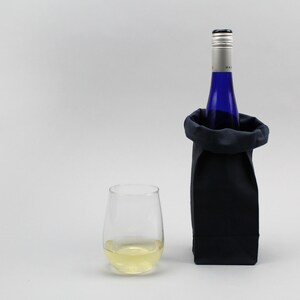 The Connor Wine Bag // Navy Waxed Canvas Wine Tote image 1