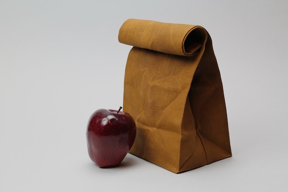 The &quot;Brown&quot; Bag // Caramel Brown WAXED Canvas Lunch Bag, an updated, eco-friendly classic