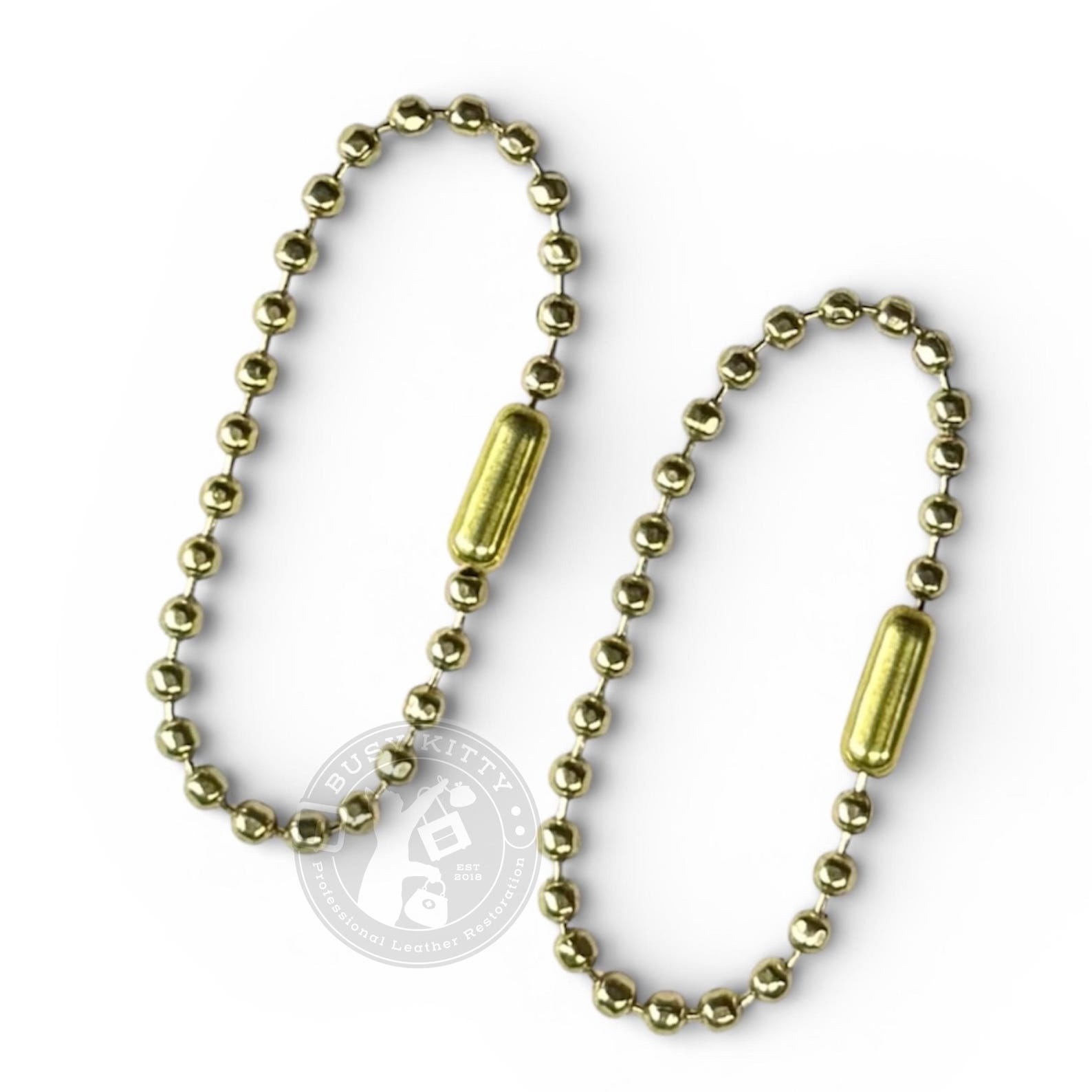 Set of (2) Two Replacement Brass Bead-chains for Vintage Leather Coach ...