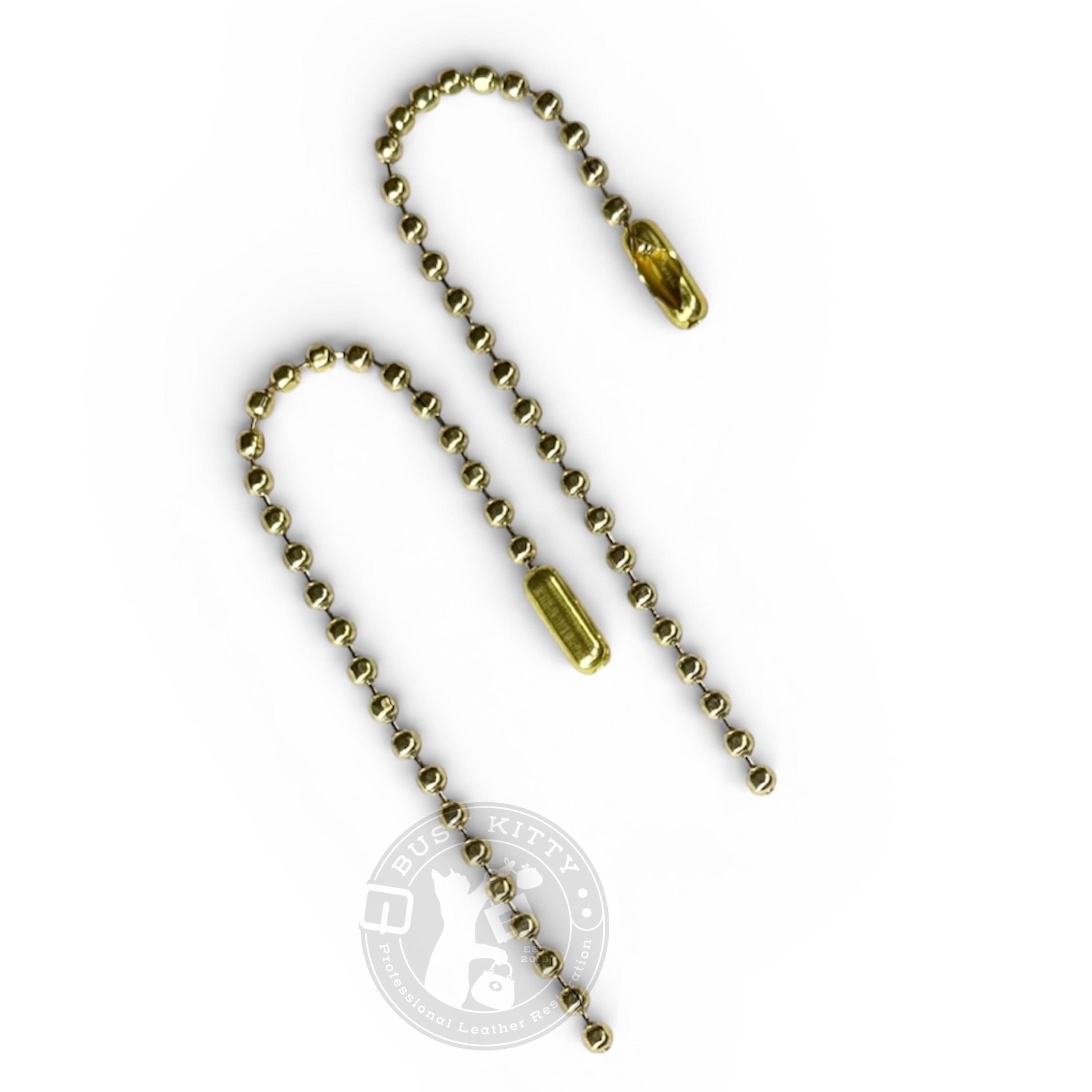 Set of (2) Two Replacement Brass Bead-chains for Vintage Leather Coach ...