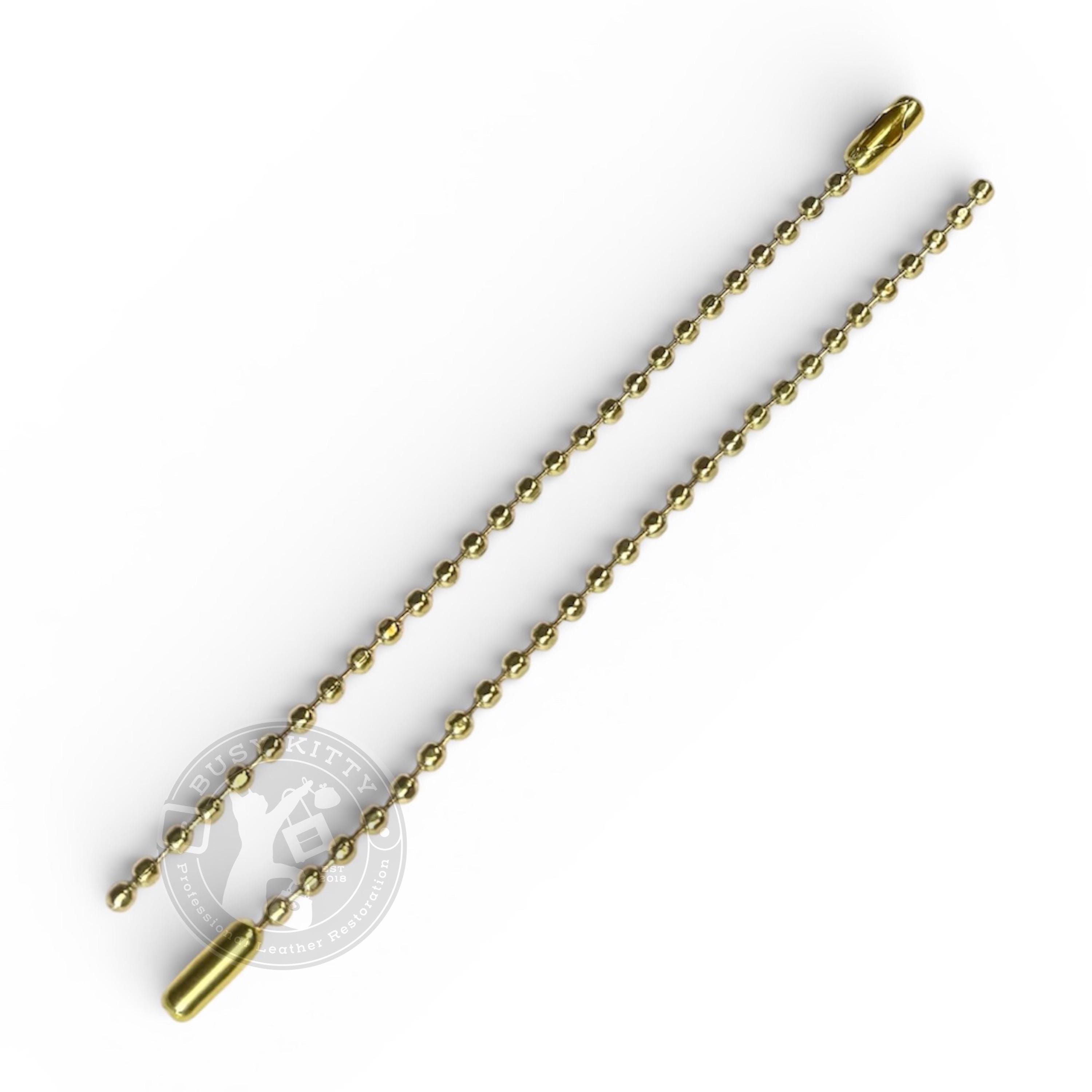 Set of (2) Two Replacement Brass Bead-chains for Vintage Leather Coach ...