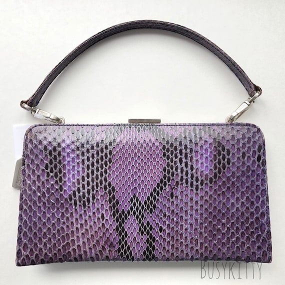 Very Rare NWT Vintage Coach Purple Snakeskin Python Clutch - Style 