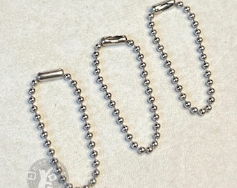Set of (3) Three Replacement Nickel Ball-Chains for Coach Hangtags