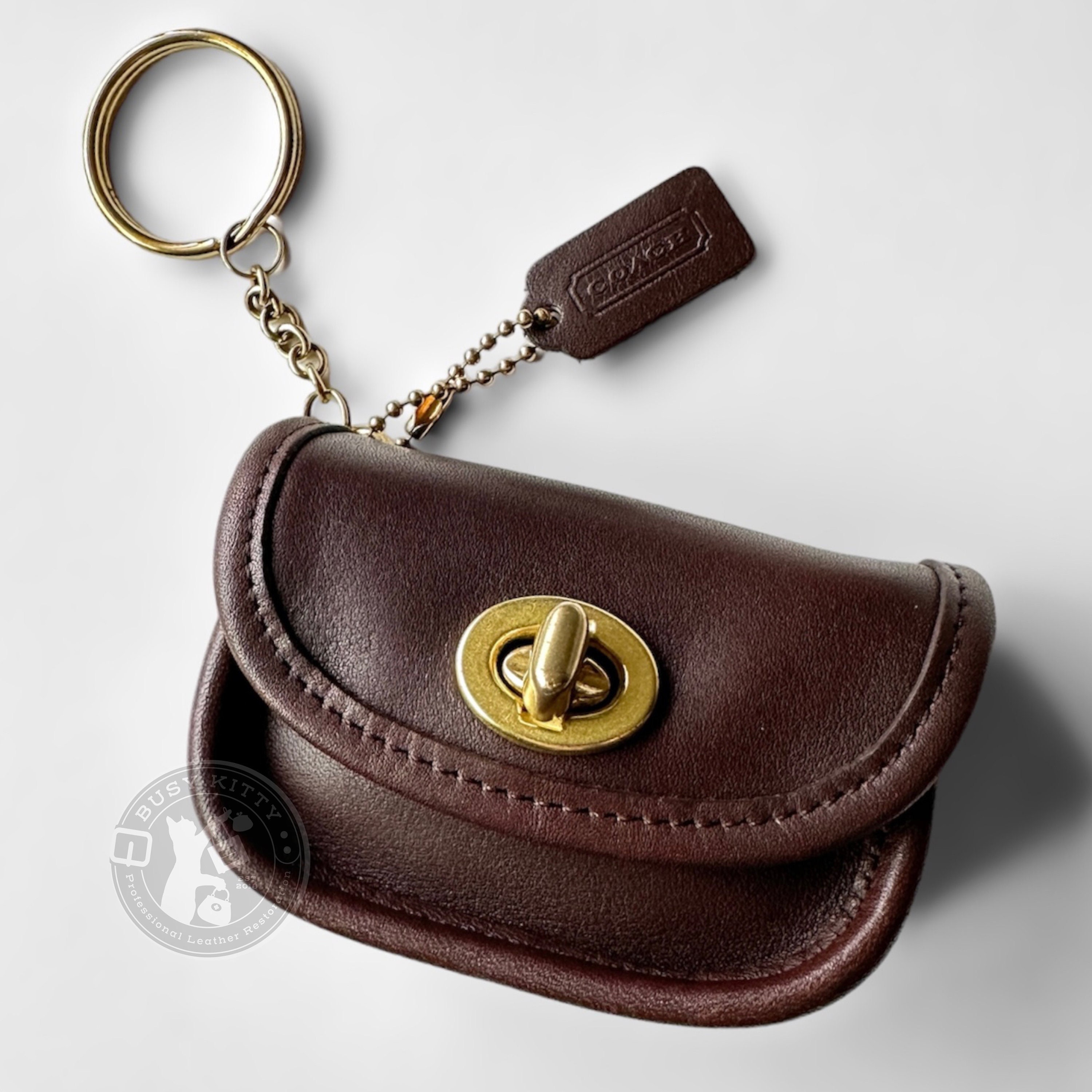 Vintage Coach City Bag Key Fob in Mahogany Leather - Style Vintage Coach City Bag Key Fob in Mahogany Leather - Style