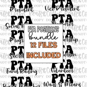 PTA President Treasurer Positions Shirt School Spirit Fundraising Volunteer | RETRO Cameo Cricut SVG Digital Download