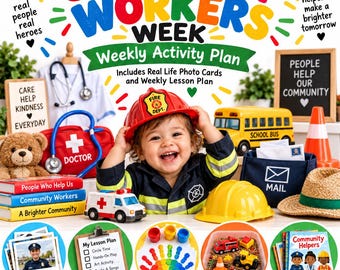 Community Helpers Toddler Curriculum: Photo Cards, Full Week of Activities, Centers, Sensory Bin