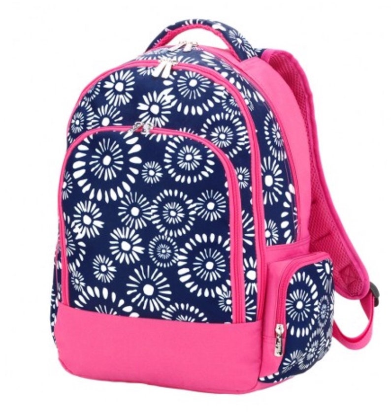 Monograms Personalized Bookbag Kids School Gear Children Gifts Monogrammed School Backpack Navy Bag