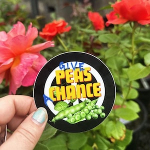 Geef erwten een kans! Vinylsticker: