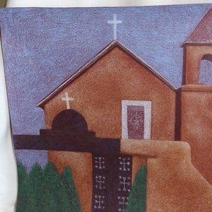 Small Colored Pencil Drawing, Santa Cruz Catholic Church, Santa Cruz, NM image 2