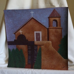 Small Colored Pencil Drawing, Santa Cruz Catholic Church, Santa Cruz, NM image 1