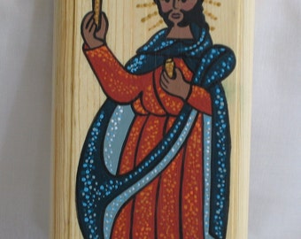 Southwest Handpainted New Mexico Mini Retablo, St Peter, San Pedro Apostol