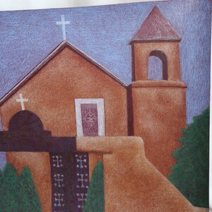 Small Colored Pencil Drawing, Santa Cruz Catholic Church, Santa Cruz, NM image 3