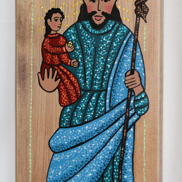 Southwest Handpainted New Mexico Retablo, St Joseph, San Jose Patriaca