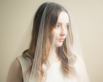 Sheer Drop Bridal Veil with Waist length blusher - Please read item description