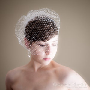 Véu de casamento em gaiola (véu de rede russo, véu de noiva, véu pequeno, véu de gaiola de pássaro, retrô, inspirado no vintage)