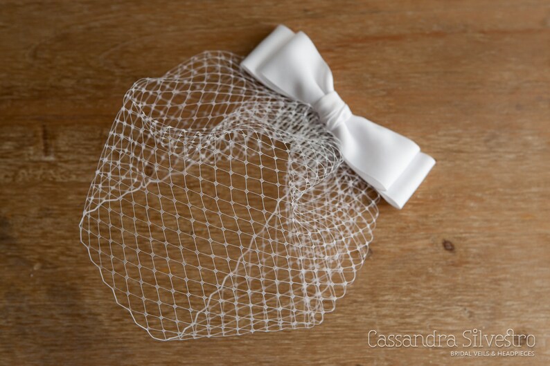 Retro Birdcage Wedding Veil With Bow blusher Veil Bridal Etsy