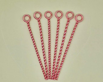 6pcs 5/32" x 5" Copper Garden Stakes, Electroculture Twisted Copper Wire, Garden Plant ID Stakes 99.9% Pure