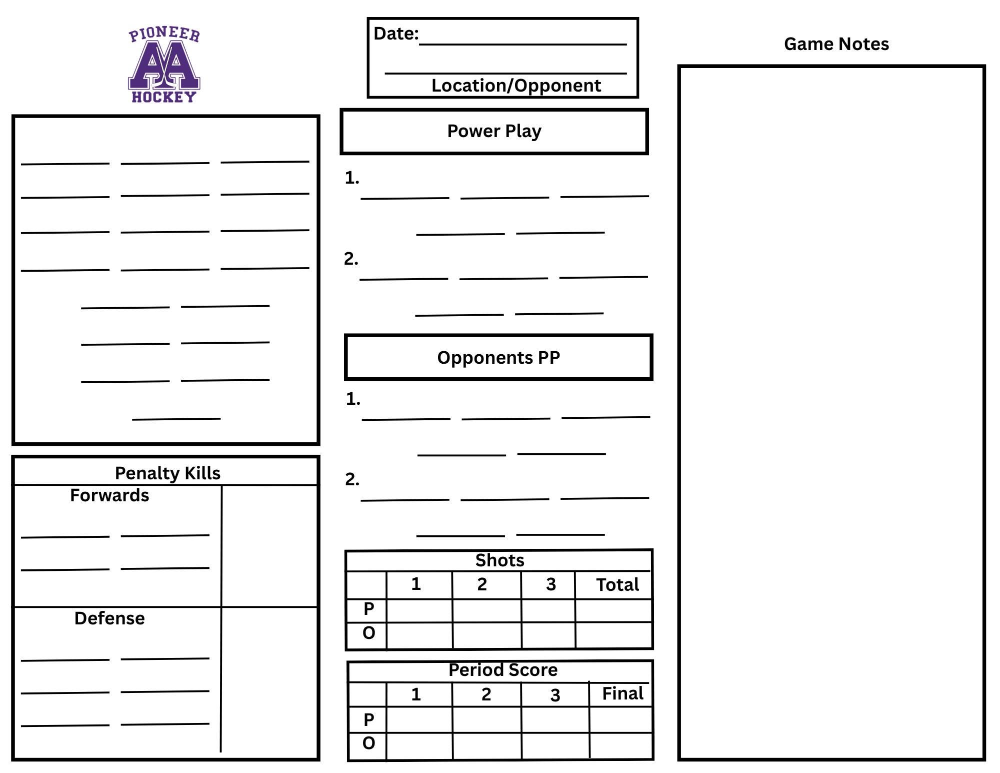 Hockey Score Sheet Printable – PDF Download, Stat Tracker, Editable ...