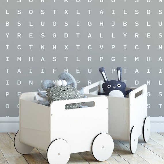 Word Search Wallpaper For Boys Or Girls In Grey Etsy Word Search Wallpaper For Boys Or Girls In Grey Etsy