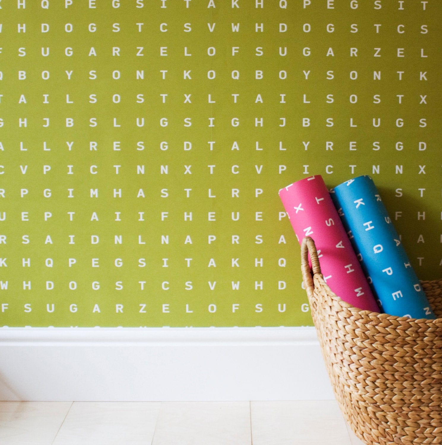 Word Search Wallpaper for Kids Room in Green - Etsy