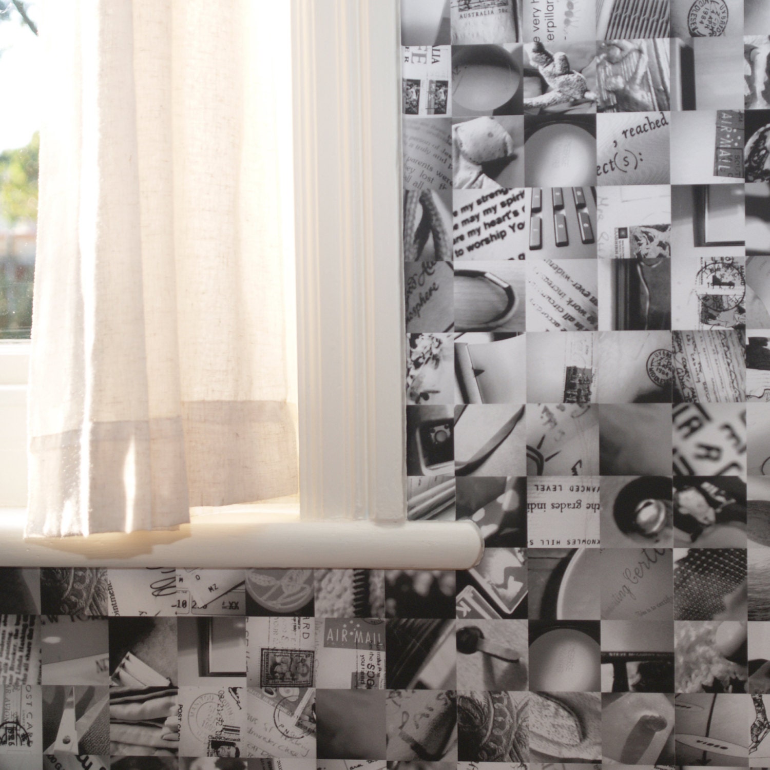 Mi Casa Su Photomontage Wallpaper - Monochrome Rouleau de 10M