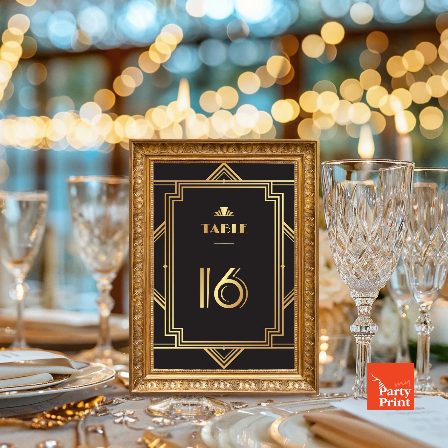 Gatsby Theme Table Numbers – Printable 1920s Art Deco Table Signs (1-31 + Blank Templates) | Instant Download - TN_G2