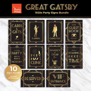 Cartelli per feste anni '20 del Grande Gatsby / Cartelli per feste Art Déco / Decorazioni Speakeasy / Cartelli per matrimoni - Download immediato - G1