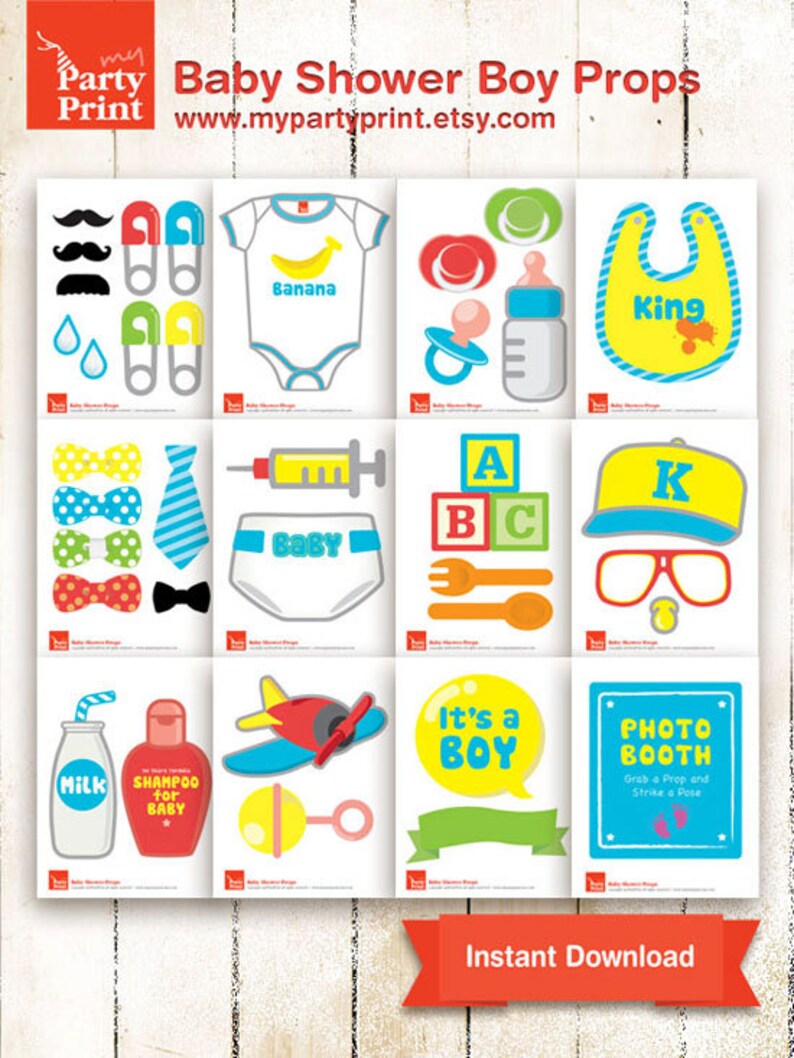 Baby Shower Photobooth Props (baby Boy) - Party Printable With Digital ...