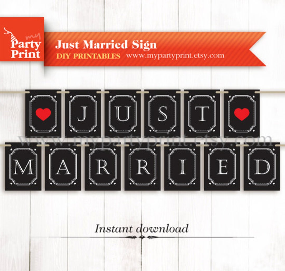 Printable Wedding Just Married Banner Sign / Wedding Decor / - Etsy
