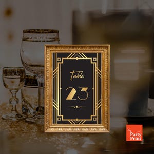 Art Deco Tischnummern 1-31: Gatsby Hochzeitsschild (Instant Download)