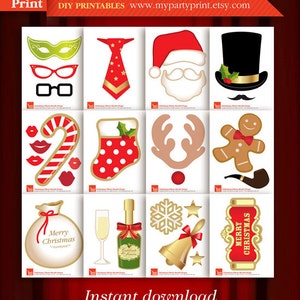 Printable Christmas Photobooth Props / Christmas Photo Props | Etsy