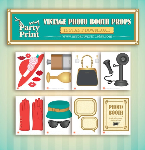 Photobooth Props (vintage) - Party Printable With Digital Mustache Lips ...