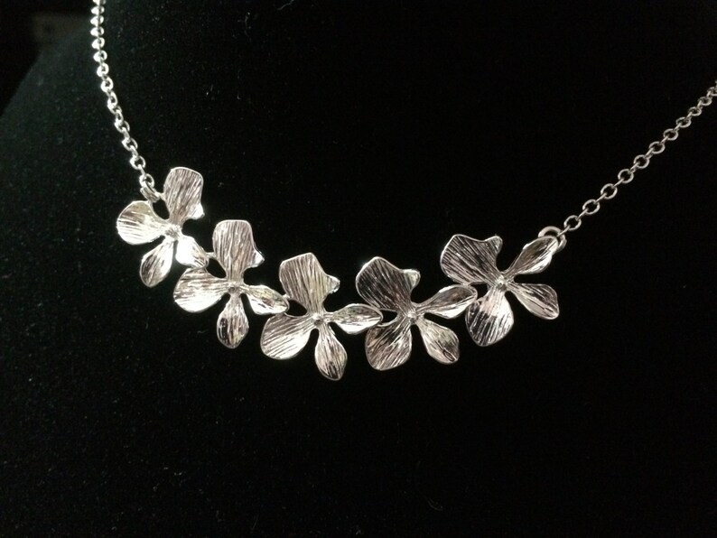 orchid jewelry,orchid with pearl lariat necklace,bridal jewelry,bridesmaid gift, Beautiful orchid flower necklace and earring set