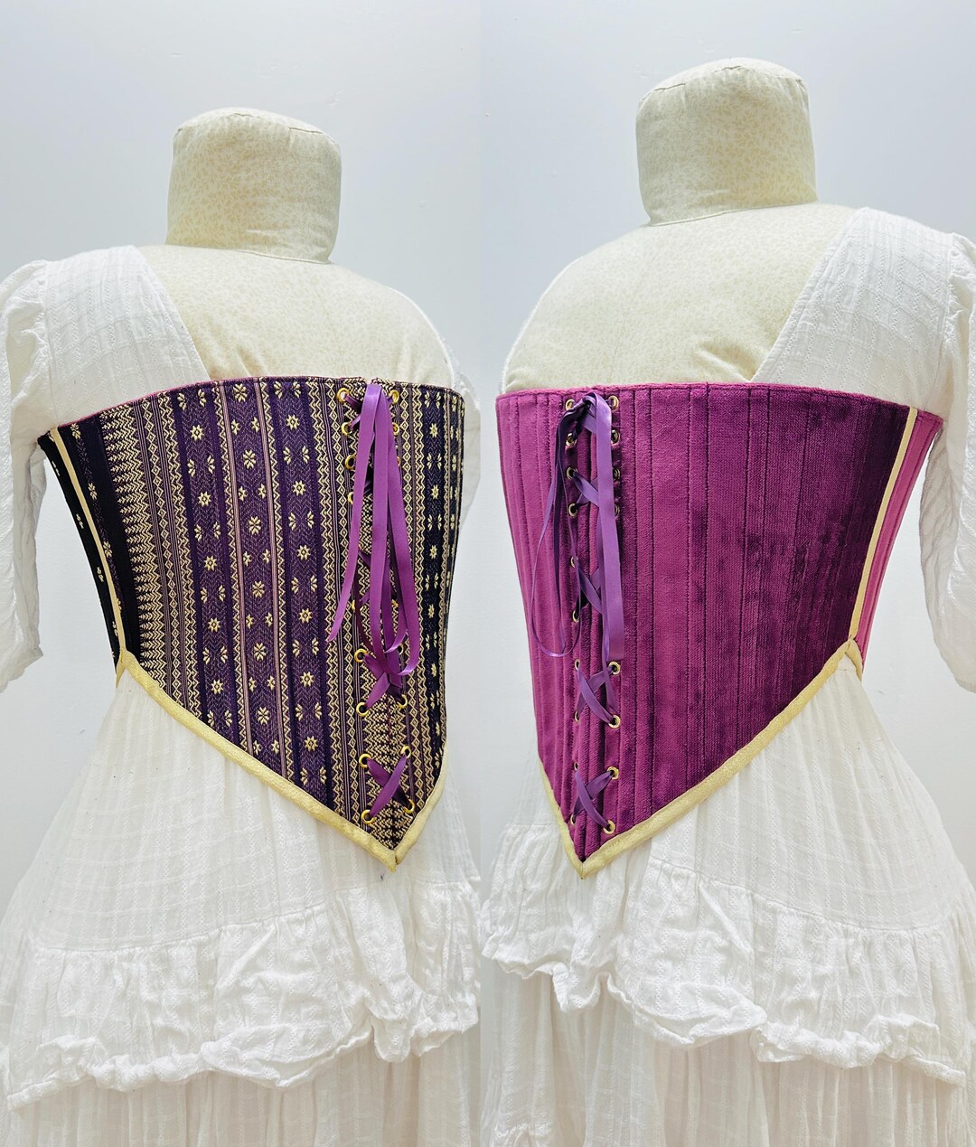 Anzethe Purple Velvet Overbust Corset With Plunge Neckline main image 1