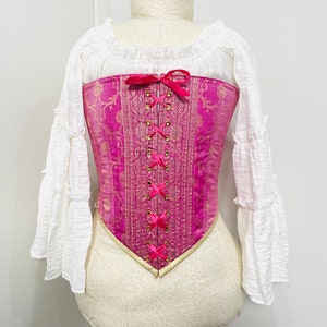 Rigsby Magenta Overbust Corset With Tissue Flocking
