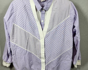 Vintage 80s GW Graff Shirt & Cardigan Womens XL Purple Cotton USA Grannnycore