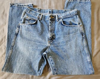 Vintage Wrangler Jeans Mens 34x30 Blue Cowboy Cut Slim Fit Straight Leg Denim