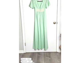 Women's Vintage 1960's Floor Length Formal Dress, Mint Green