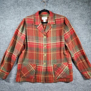 Vintage Pendleton Jacket Womens Large Red Plaid Wool Heritage Blazer Limited USA