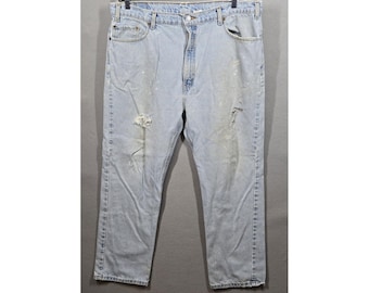 Vintage Levis 505 Jeans Mens 42x30 Light Blue Distressed USA Made Grunge 90s