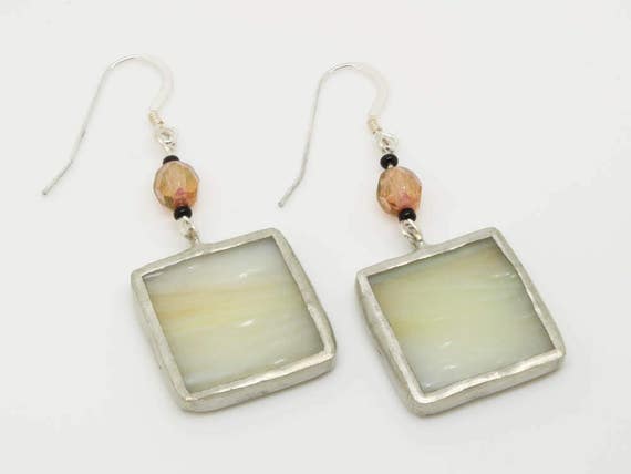 Vintage Yellow Square Earrings