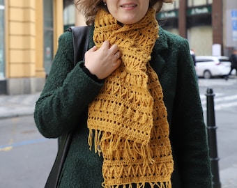 Patrón de crochet para bufanda Judith en formato PDF, diseñado por O. Shalaeva
