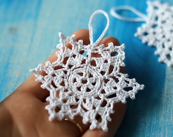 Decorative crochet snowflake, 7.5 cm - crochet garland Christmas tree decoration Christmas gift hygge home shabby winter holidays boho house